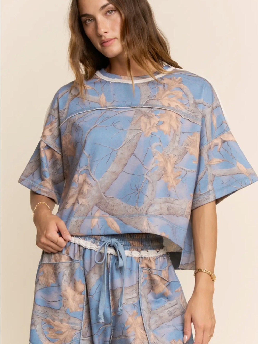NWT Davi & Dani Blue Camo Lounge Set | Size Large - Picture 4 of 7